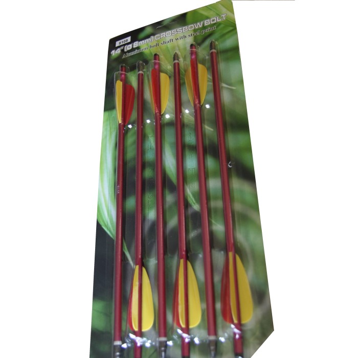 Crossbow Arrows Aluminum 35,5 cm red 6-pack with lace